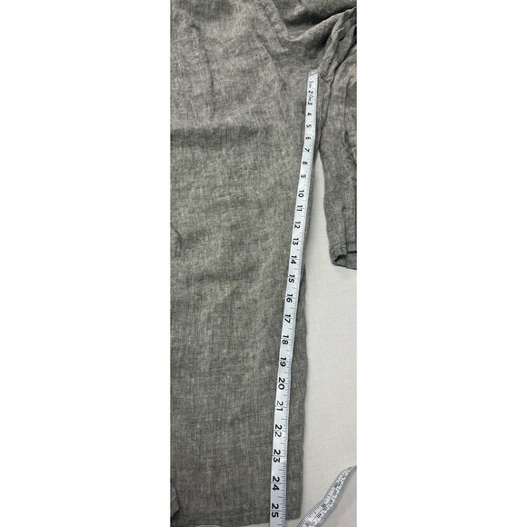Flax Pull On 100% Linen Pants Womens Gray Wide Leg Pockets Relaxed Elastic (1G) - Picture 5 of 10